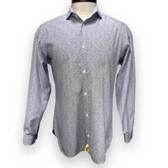 Z Zegna Slim Fit Cotton Shirt with Leaflet Jacquard AOP Long Sleeve BU Sz L - Picture 5 of 10